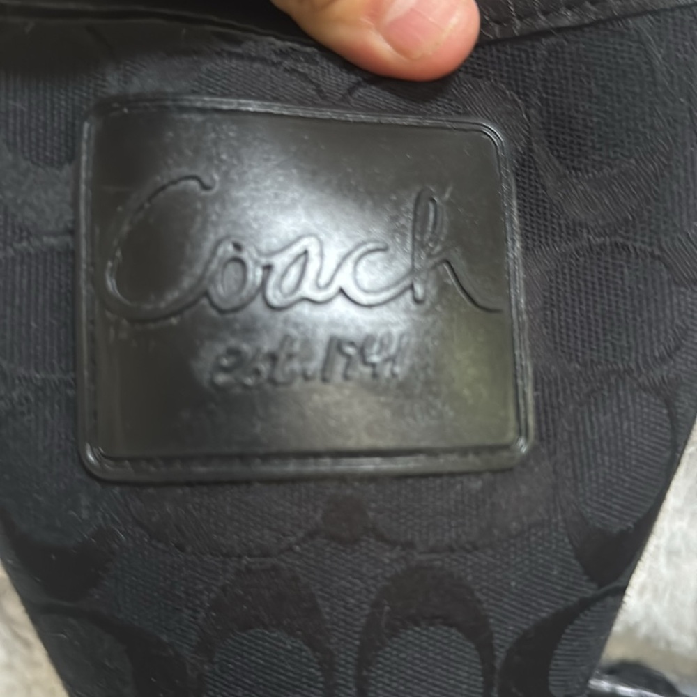 Coach Pearl Rain Boots Womens 7B Black Signature Logo Rubber Calf High A7314 - Picture 5 of 12